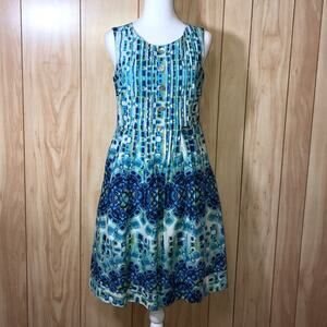 Dressbarn Blue Scoop Neck Sleeveless A-Line Midi Women Dress 4